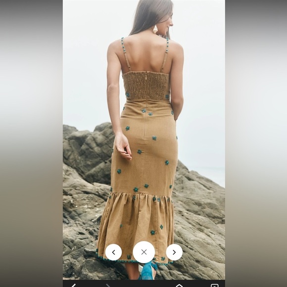 EDDY Desirae Midi Dress Light Fawn & Emeralds - Picture 5 of 16